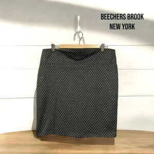NWOT Beechers Brook,  Geometric Pattern Stretch Knee-Length Skirt, XL, Black 🌸